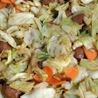 肉団子とたれで甘酢野菜炒め